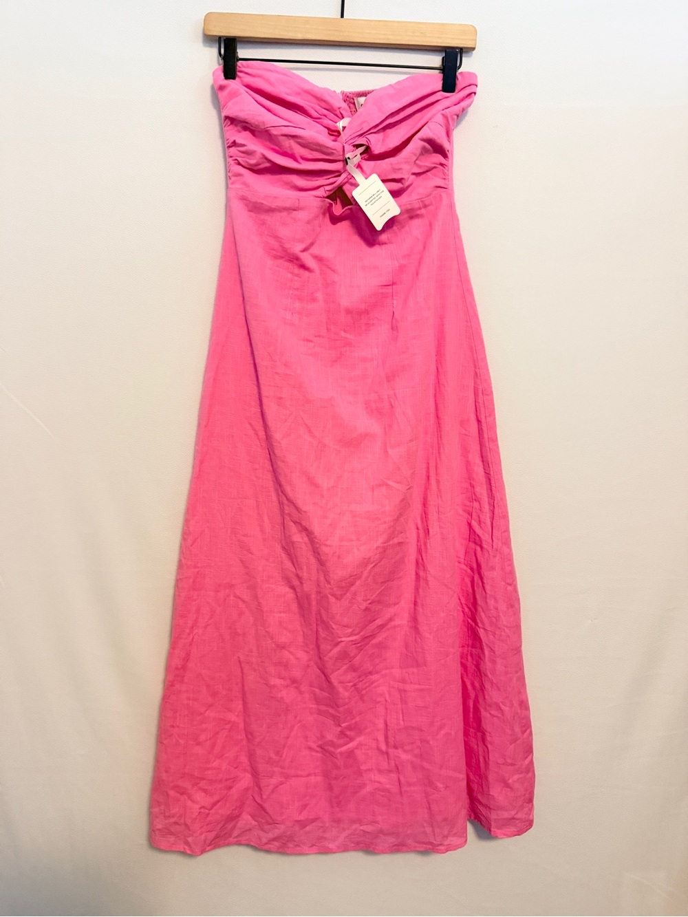 NEW SNDYS x REVOLVE Lilly Maxi Dress in Pink Strapless Cotton Linen Midi Small - Picture 3 of 6